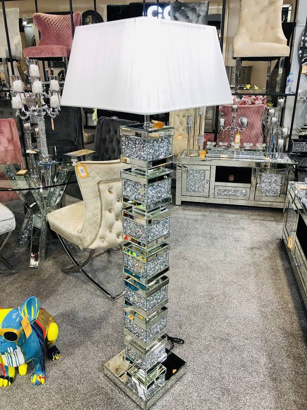 Diamond Crushed Mirrored Glass Layered Floor lamp