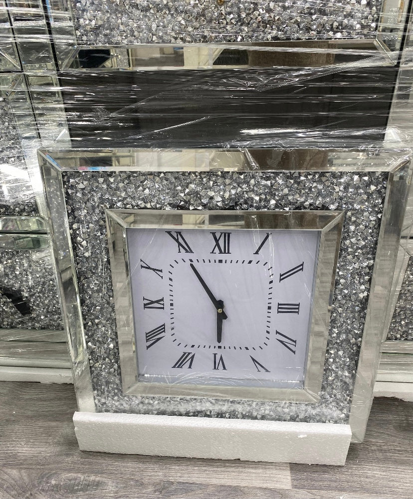 Diamond Crushed Square Clock 50cm