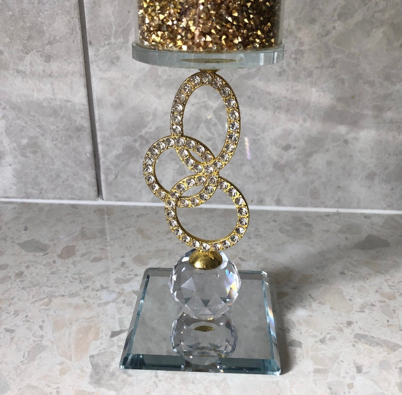 Diamond Crushed Unique Gold Candle holder