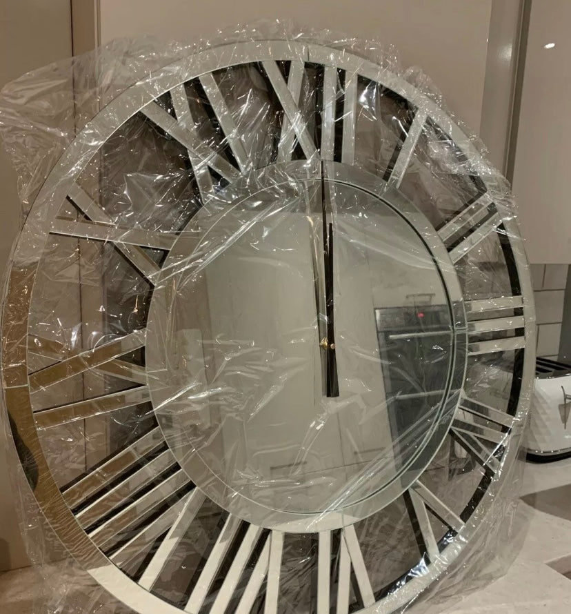 XXL STRONG MIRROR GLASS CLOCK